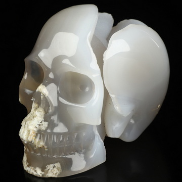 4.4" Agate Geode Hand Carved Crystal Skull, Realistic, Crystal Healing
