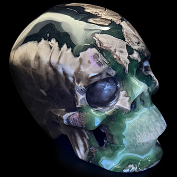 4.9" Dinosaur Egg Agate Hand Carved Crystal Skull, Super Realistic, Crystal Healing