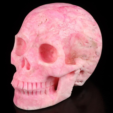 5.0" Pink Aragonite Hand Carved Crystal Skull, Realistic, Crystal Healing