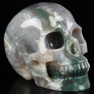 4.9" Agate Hand Carved Crystal Skull, Realistic, Crystal Healing