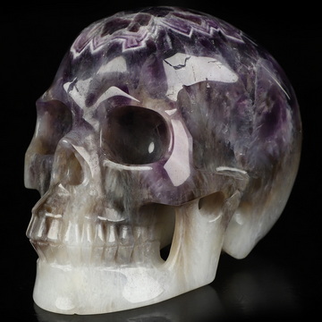 5.0" Dream Chevron Amethyst Hand Carved Crystal Skull, Realistic, Crystal Healing