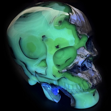 5.0" Dinosaur Egg Agate Hand Carved Crystal Skull, Super Realistic, Crystal Healing