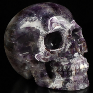 4.5" Dream Chevron Amethyst Hand Carved Crystal Skull, Realistic, Crystal Healing