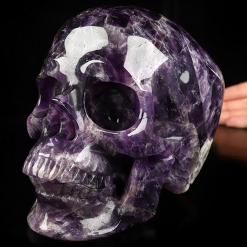 Lifesized 6.7" Amethyst Hand Carved Crystal Skull, Super Realistic, Crystal Healing