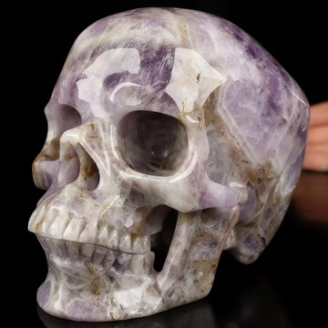 Lifesized 5.9" Dream Chevron Amethyst Hand Carved Crystal Skull, Super Realistic, Crystal Healing