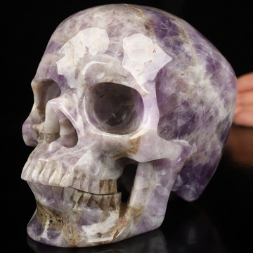 Lifesized 5.9" Dream Chevron Amethyst Hand Carved Crystal Skull, Super Realistic, Crystal Healing