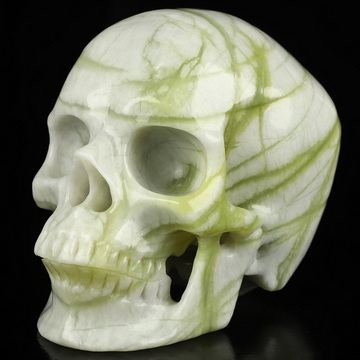 5.0" Chinese Picasso Jasper Hand Carved Crystal Skull, Super Realistic, Crystal Healing