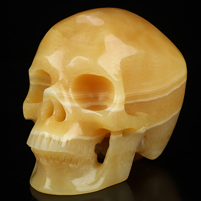 5.0" Beeswax Jade Hand Carved Crystal Skull, Super Realistic, Crystal Healing