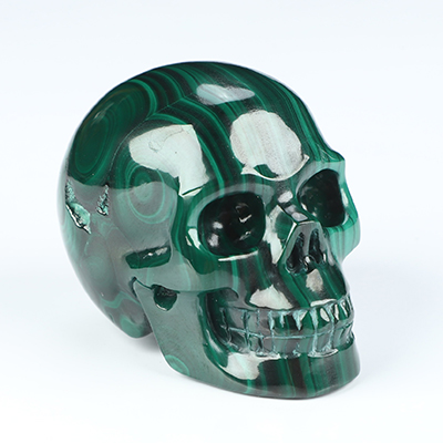Gemstone 2.0" Malachite Hand Carved Crystal Skull, Realistic, Crystal Healing