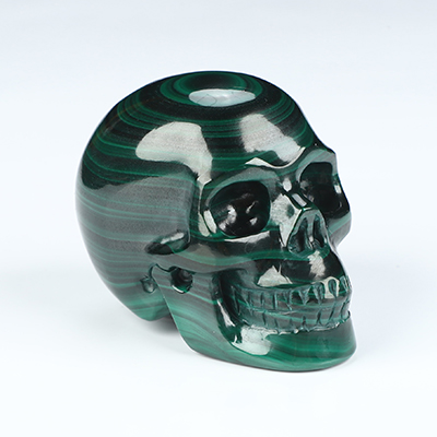 Gemstone 2.0" Malachite Hand Carved Crystal Skull, Realistic, Crystal Healing