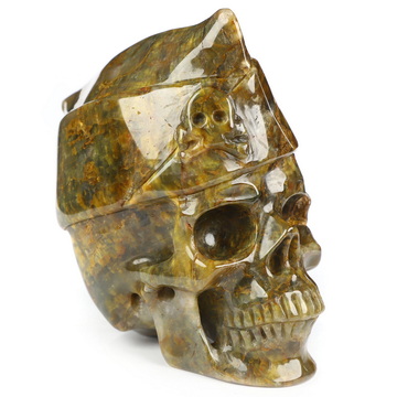 5.0" New Pietersite Hand Carved Crystal Skull and Navy Cap Fine Art Sculpture, Crystal Healing