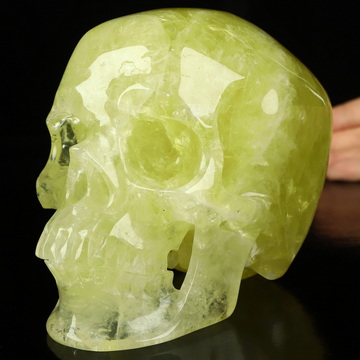 Lifesized 5.9" Citrine Hand Carved Crystal Skull, Super Realistic, Crystal Healing