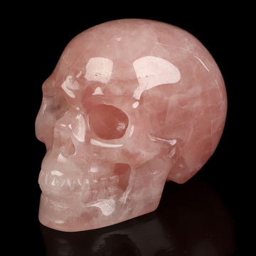 2.0" Rose Quartz Hand Carved Crystal Skull, Realistic, Crystal Healing