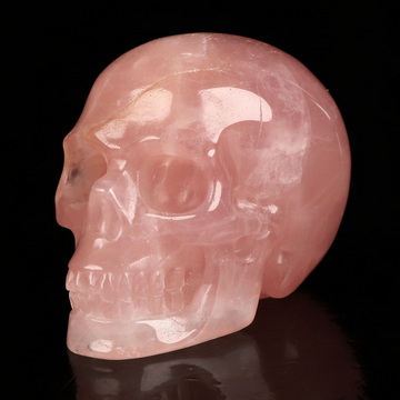 2.0" Rose Quartz Hand Carved Crystal Skull, Realistic, Crystal Healing