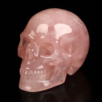 2.0" Rose Quartz Hand Carved Crystal Skull, Realistic, Crystal Healing