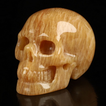 2.0" Sunstone Hand Carved Crystal Skull, Realistic, Crystal Healing