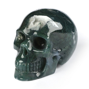 2.0" Green Moss Agate Hand Carved Crystal Skull, Realistic, Crystal Healing