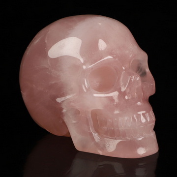 2.0" Rose Quartz Hand Carved Crystal Skull, Realistic, Crystal Healing