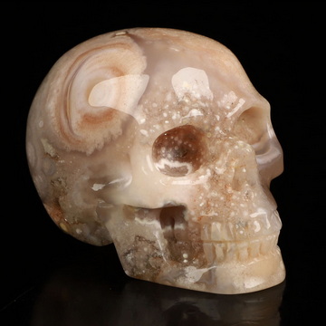 2.0" Sakura Agate Hand Carved Crystal Skull, Realistic, Crystal Healing