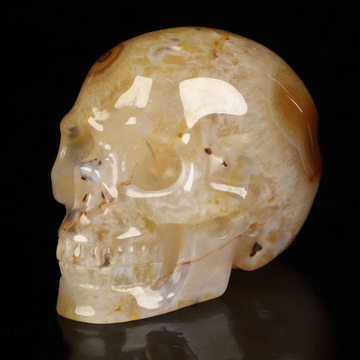 2.0" Agate Hand Carved Crystal Skull, Realistic, Crystal Healing