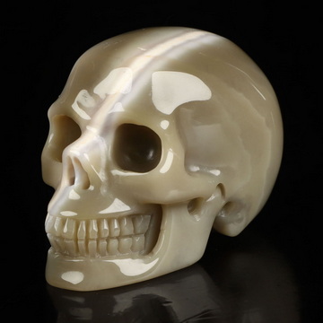 2.1" Agate Hand Carved Crystal Skull, Realistic, Crystal Healing