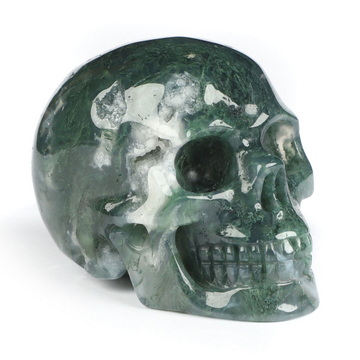 2.0" Green Moss Agate Hand Carved Crystal Skull, Realistic, Crystal Healing
