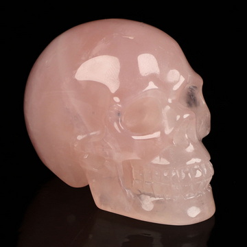 2.0" Rose Quartz Hand Carved Crystal Skull, Realistic, Crystal Healing