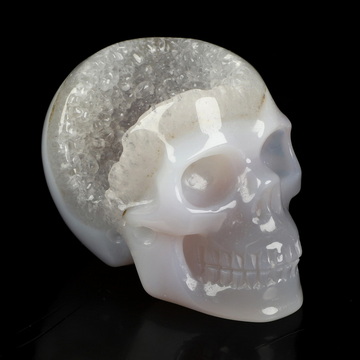 2.0" Agate Geode Hand Carved Crystal Skull, Realistic, Crystal Healing