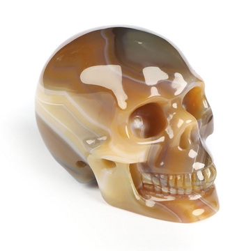 2.0" Agate Hand Carved Crystal Skull, Realistic, Crystal Healing