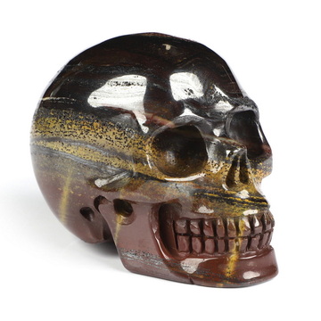 2.0" Colorful Tiger Iron Eye Hand Carved Crystal Skull, Realistic, Crystal Healing