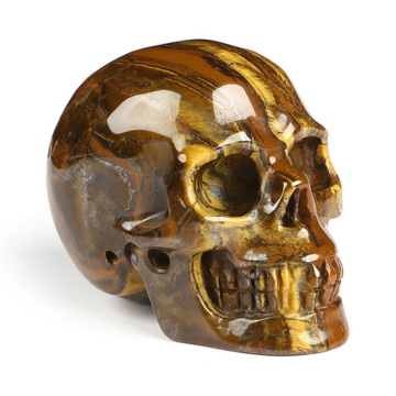 2.0" Tiger Iron Eye Hand Carved Crystal Skull, Realistic, Crystal Healing