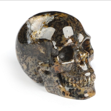 2.0" Brown Ocean Agate Hand Carved Crystal Skull, Realistic, Crystal Healing