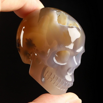 2.0" Agate Geode Hand Carved Crystal Skull, Realistic, Crystal Healing