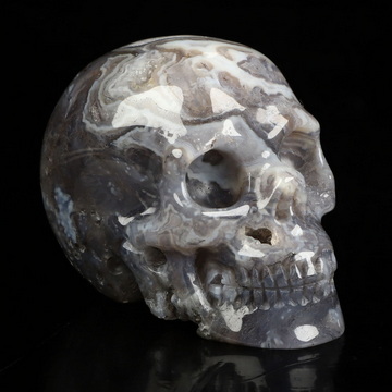 2.0" Green Moss Agate Hand Carved Crystal Skull, Realistic, Crystal Healing