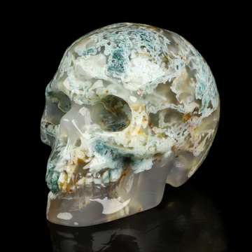 2.0" Green Moss Agate Hand Carved Crystal Skull, Realistic, Crystal Healing