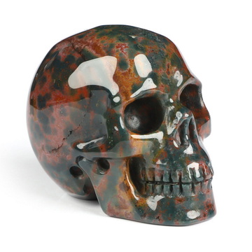 2.0" Bloodstone Hand Carved Crystal Skull, Realistic, Crystal Healing