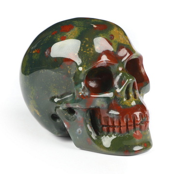 2.0" Bloodstone Hand Carved Crystal Skull, Realistic, Crystal Healing