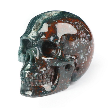 2.0" Bloodstone Hand Carved Crystal Skull, Realistic, Crystal Healing