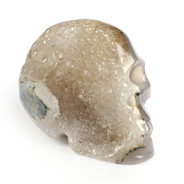 2.0" Agate Geode Hand Carved Crystal Skull, Realistic, Crystal Healing
