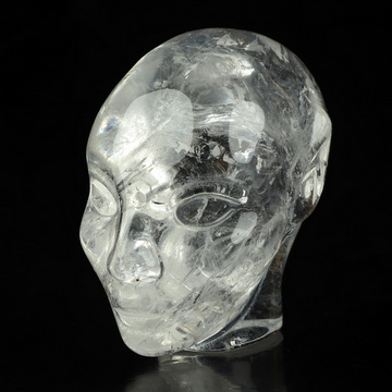 1.7" Quartz Rock Crystal Hand Carved Fairy Elf Alien Crystal Skull Companion Sculpture, Crystal Healing