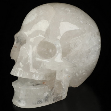 5.1" Angolan Quartz Rock Crystal Hand Carved Singing Crystal Skull Sculpture, Crystal Healing
