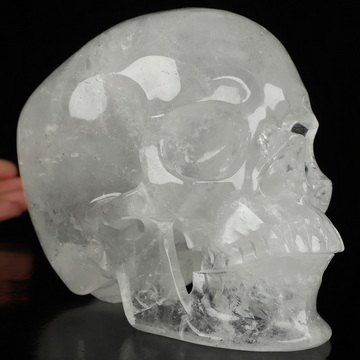 Lifesized 6.8" Angolan Quartz Rock Crystal Hand Carved Crystal Skull, Super Realistic, Crystal Healing