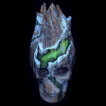 4.3" Dinosaur Egg Agate Hand Carved Flaming Crystal Skull, Crystal Healing