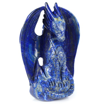 5.0" Lapis Lazuli Hand Carved Crystal Skull Fine Art Sculpture, Crystal Healing