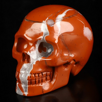 2.1" Red Jasper Hand Carved Crystal Skull, Realistic, Crystal Healing