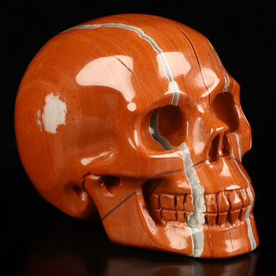 2.1" Red Jasper Hand Carved Crystal Skull, Realistic, Crystal Healing