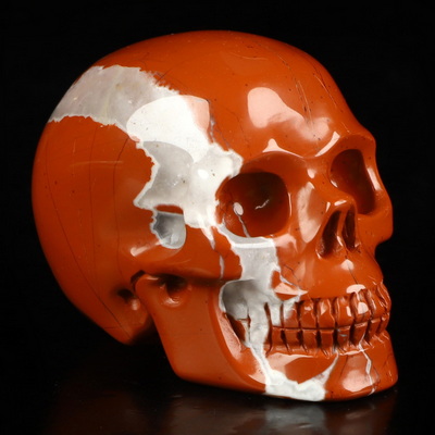 2.1" Red Jasper Hand Carved Crystal Skull, Realistic, Crystal Healing