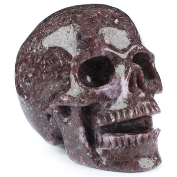 5.2" Lepidolite Hand Carved Singing Crystal Skull Sculpture, Crystal Healing