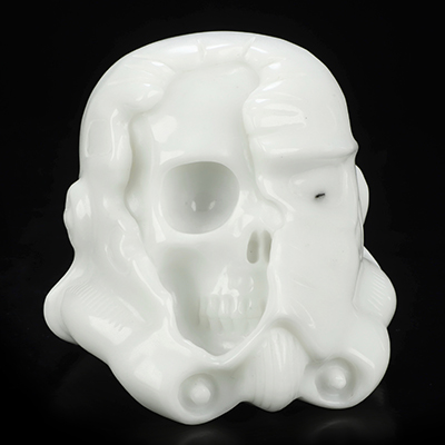 Storm Troopers, 5.0" White Jade Hand Carved Crystal Skull Fine Art Sculpture, Crystal Healing