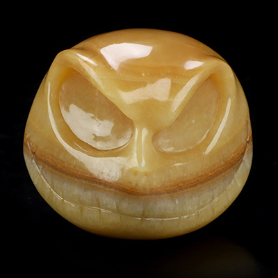 3.9" Beeswax Jade Hand Carved Jack Crystal Skull Sculpture, Crystal Healing